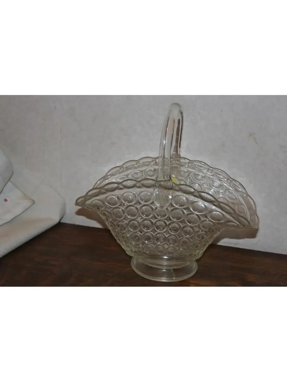 Vintage L E Smith Glass Bullseye Thousand Eyes Bridal Basket